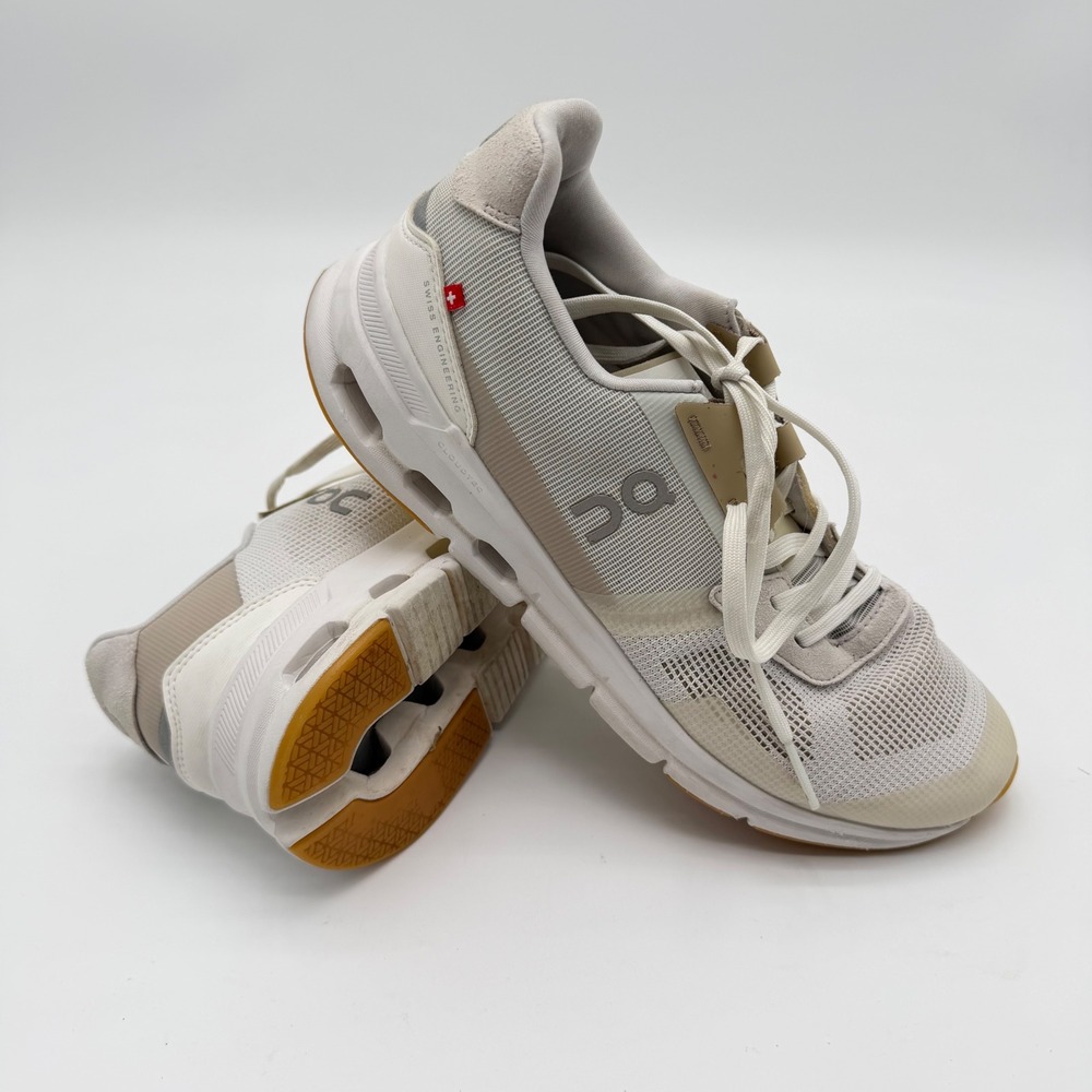 On Cloudnova Womens 9 White Sand Road Running Shoes Sneakers CloudTec Gum
 Sole